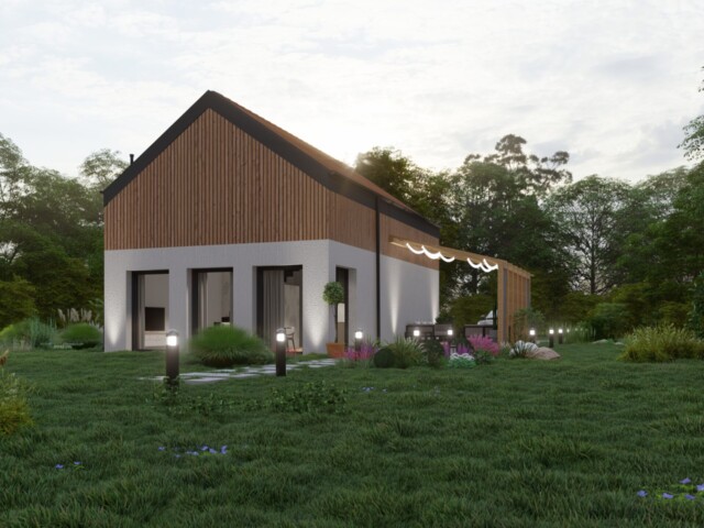 Dom jednorodziny w nikielkowie od tylnej ściany Dom jednorodziny w nikielkowie od tylnej ściany